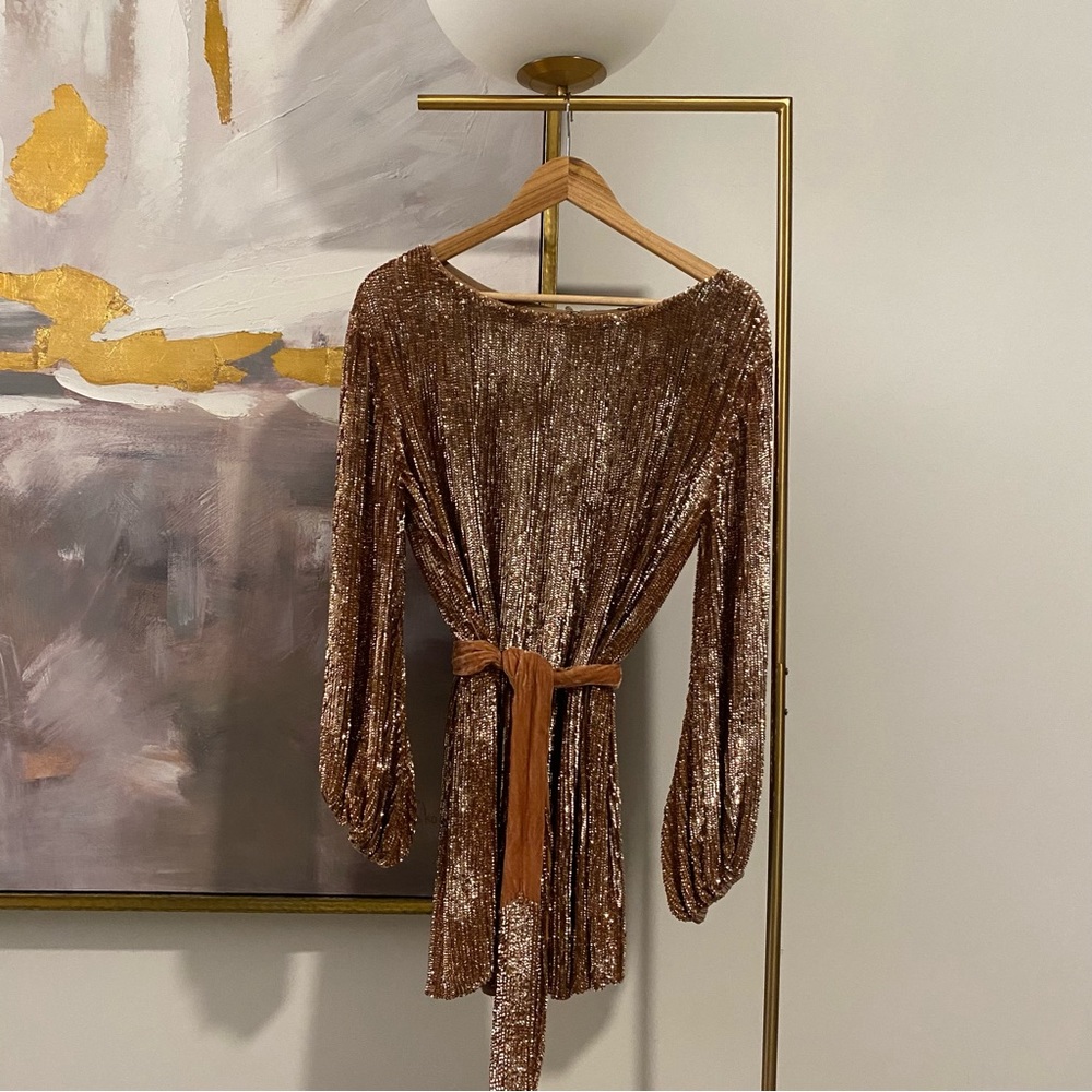 Retrofête Sequin Mini Dress in Bronze